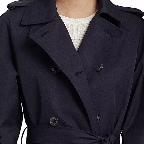 LAUREN RALPH LAUREN Women's Belted Maxi Trench Coat Dark Navy Blue Size 16 - Picture 3 of 13